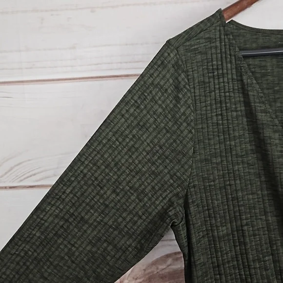 Torrid Mini Ribbed Knit Faux Wrap Olive Green Dress - Size 1